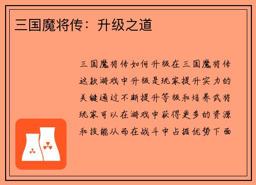 三国魔将传：升级之道